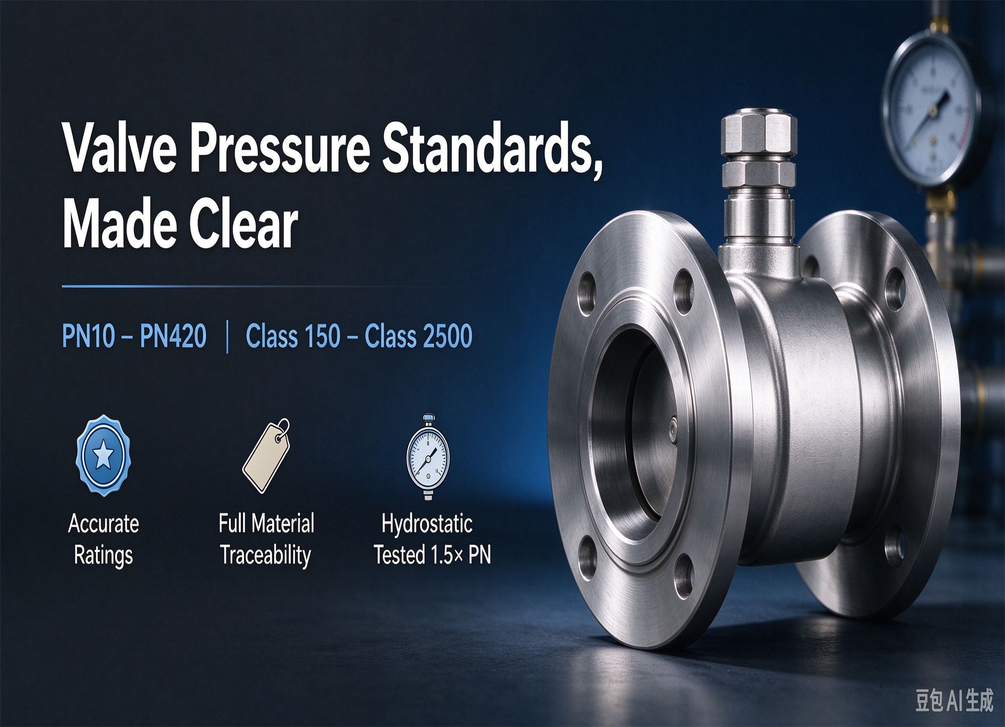 Introduction to 4 common valve standards (DIN/ANSI/JIS/GB) and corresponding pressure standards.